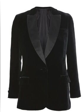 Topshop Black Velvet Tuxedo Blazer Jacket